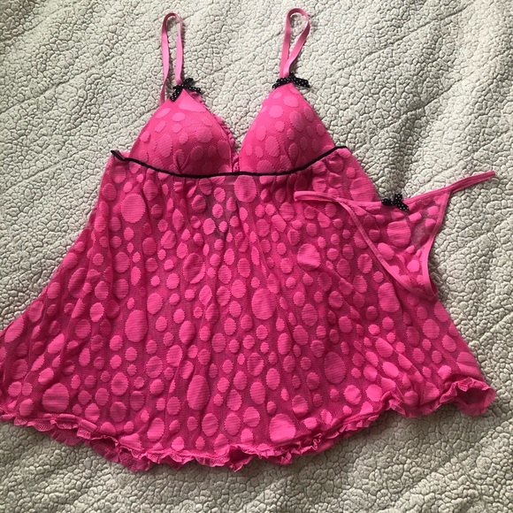 Pink Polka Dot Negligee and Panty Set NWOT - Picture 2 of 9